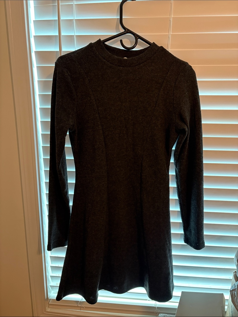 H&M Black Long-Sleeve Knit Fit-and-Flare Dress